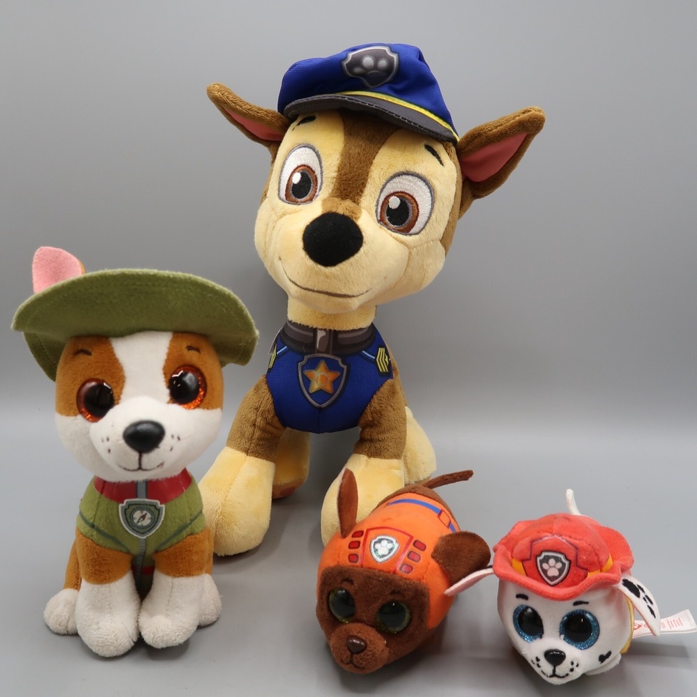 Paw Patrol Chase 10" Plush Dog Nickelodeon & TY Trakker Zuma Marshall lot